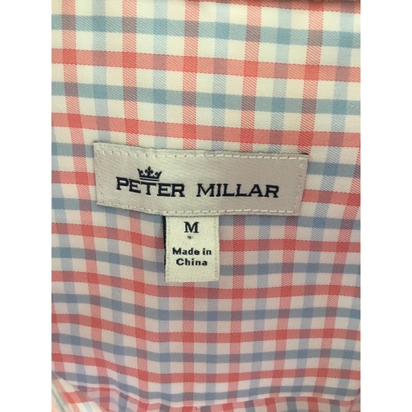 Peter Millar Trey Tattersall Check Button-Down Shirt M - Picture 3 of 3